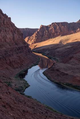 Speedboat and Wake Speedboat on the Colorado River at Lees Ferry, Arizona