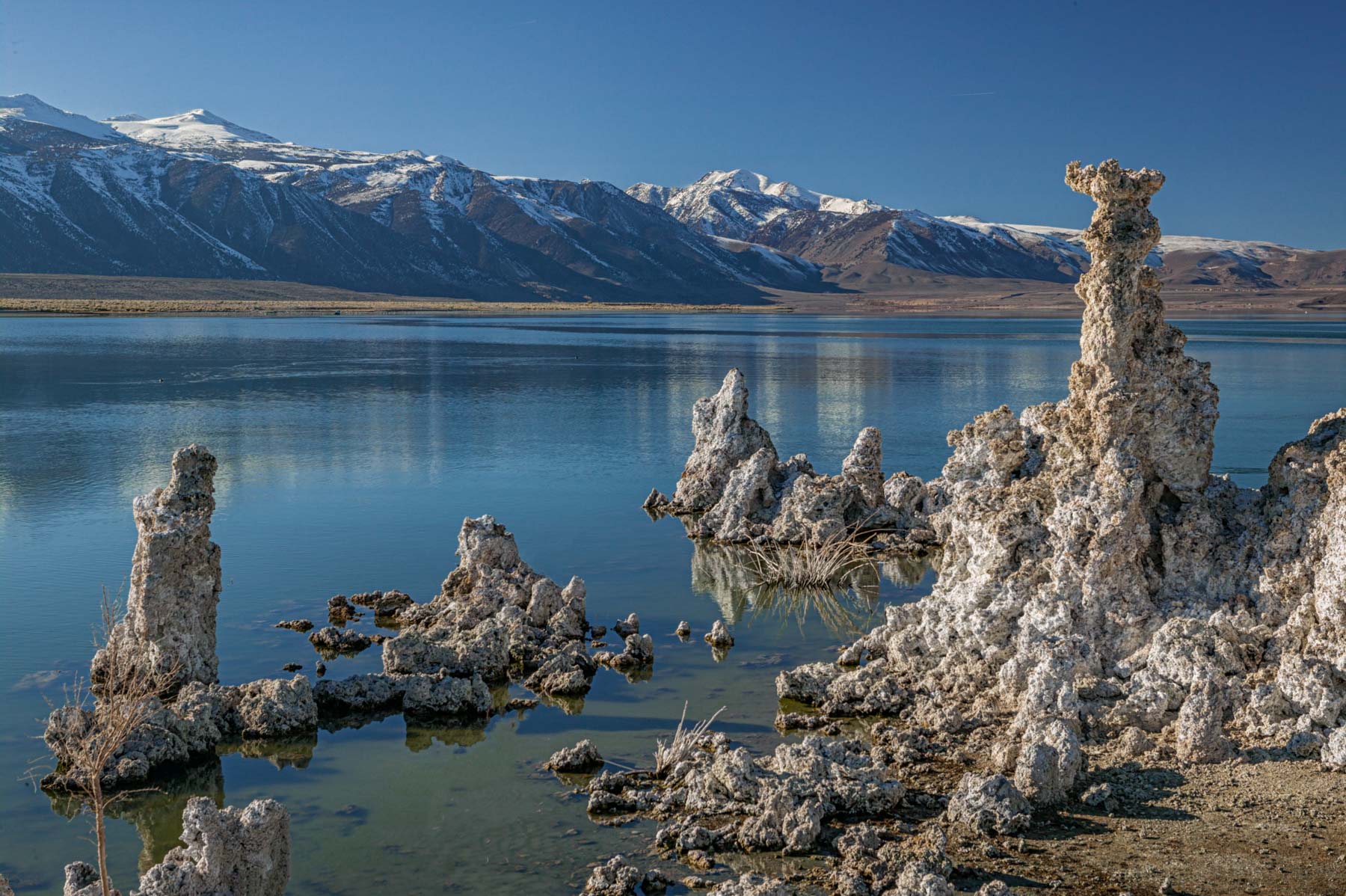 Tufas reflected in Mono Lake, California