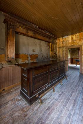 Kellys Saloon Bar in Kellys Saloon in Garnet ghost town, Montana