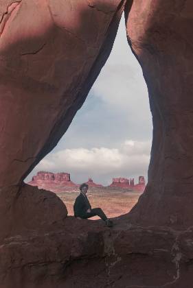 Elaine at Tear Drop Arch Tear Drop Arch overlooking Monument Valley