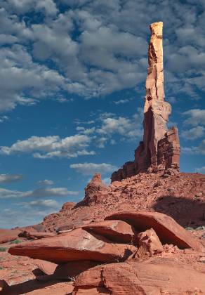 Totem Pole seen from the South The Totem Pole in Monument Valley as seen from its south side