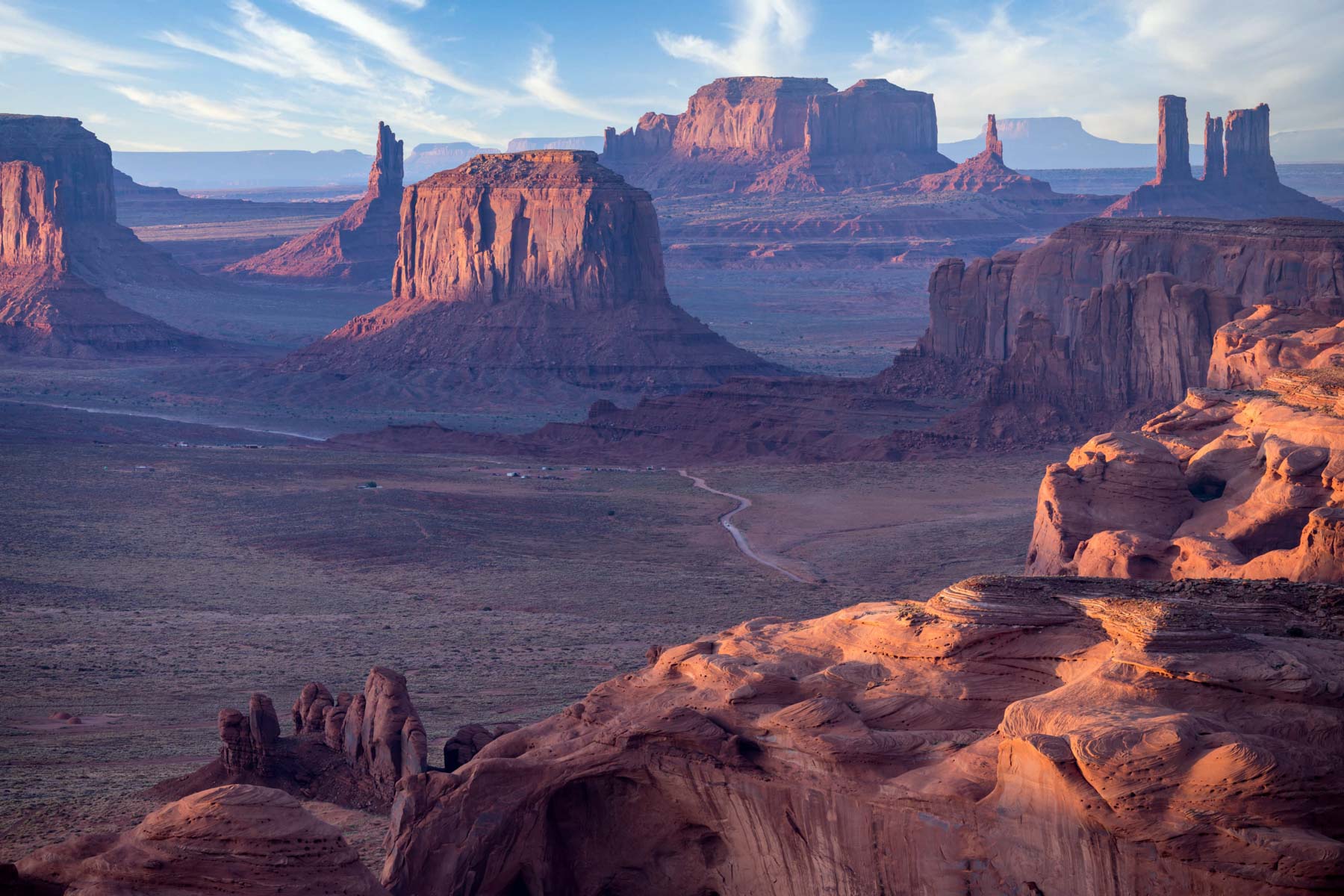 View of Monument Valley with a Telephoto Lens from Hunts Mesa