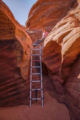 Entrance to Narnia Arch Ladder at the Entrance to Narnia Slot Canyon in the Grand Staircase Escalante NM