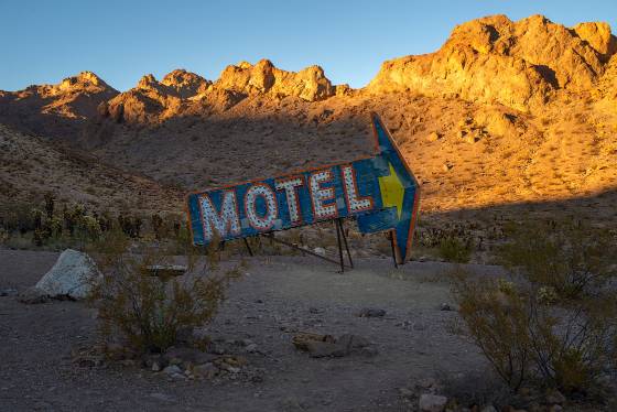 Motel Sign Motel sign seen in Nelson ghost town, Nevada.