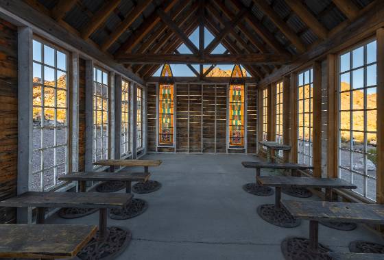Nelson Chapel Interior 1 Interior of the chapel in Nelson ghost town, Nevada.