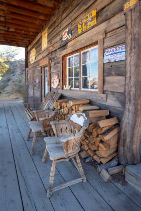 Nelson Porch Porch and firewood seen in Nelson ghost town, Nevada.