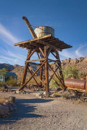Water Tower Water tower and water tank seen in Nelson ghost town, Nevada.