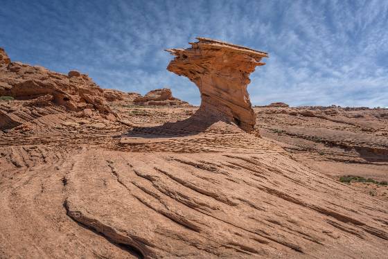 Pac Man Shaped Rock Hoodoo on Honeycomb Ridge in Glen Canyon NRA,