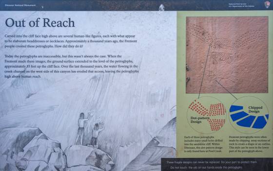 Fremont Petroglyphs Sign Fremont Pointilist Petroglyph Sign in Dinosaur National Monument