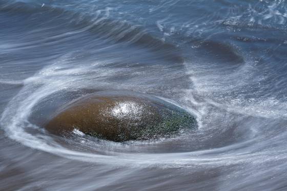 Bowling Ball Beach Boulder Boulder on the shore. of Bowling Ball Beach on the northern California coast