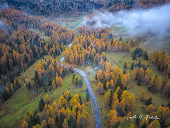 Snake Road 2 Drone shot of Snake Road near Passo Giau in the Dolomites, Italy.