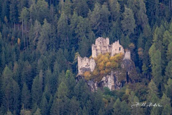 Abandoned Castel Hauenstein Castel Hauenstein seen from St. Valentin Church in South Tyrol, Italy.