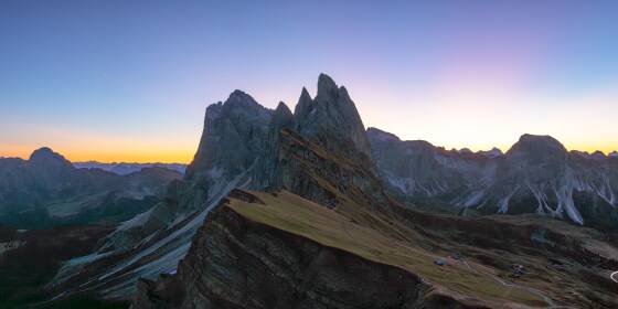 Seceda Ridgeline Blue Hour The Seceda Ridgeline in Puez-Odle Natural Park, The Dolomites, Italy