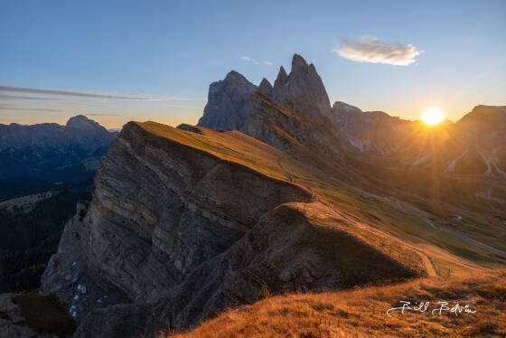Seceda Ridgeline Sunrise 2 The Seceda Ridgeline in Puez-Odle Natural Park, The Dolomites, Italy