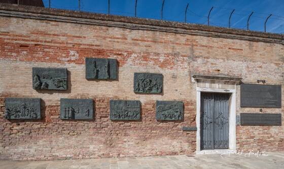 Venice Holocaust Memorial The seven bronze bas-relief plaques by sculptur Arbit Blatasof the Venice Holocaust Memorial.