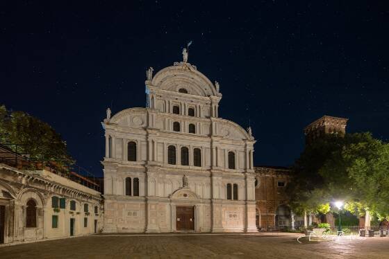Chiesa di San Zaccaria Exterior Chiesa di San Zaccaria at Night, Venice, Italy
