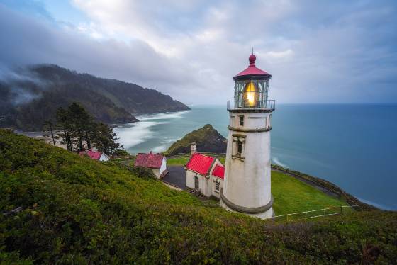 Heceta Head light seen from the trail going north Heceta Head light on the Oregon Coast viewed from the hill to its noirth