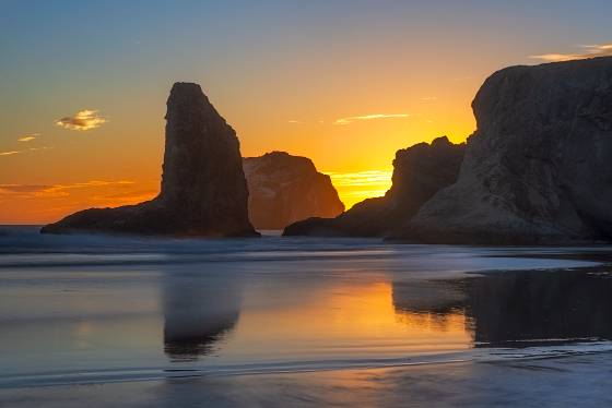 Bandon Beach Sea Stack Reflection Sea stack reflection off Bandon Beach on the Oregon Coast