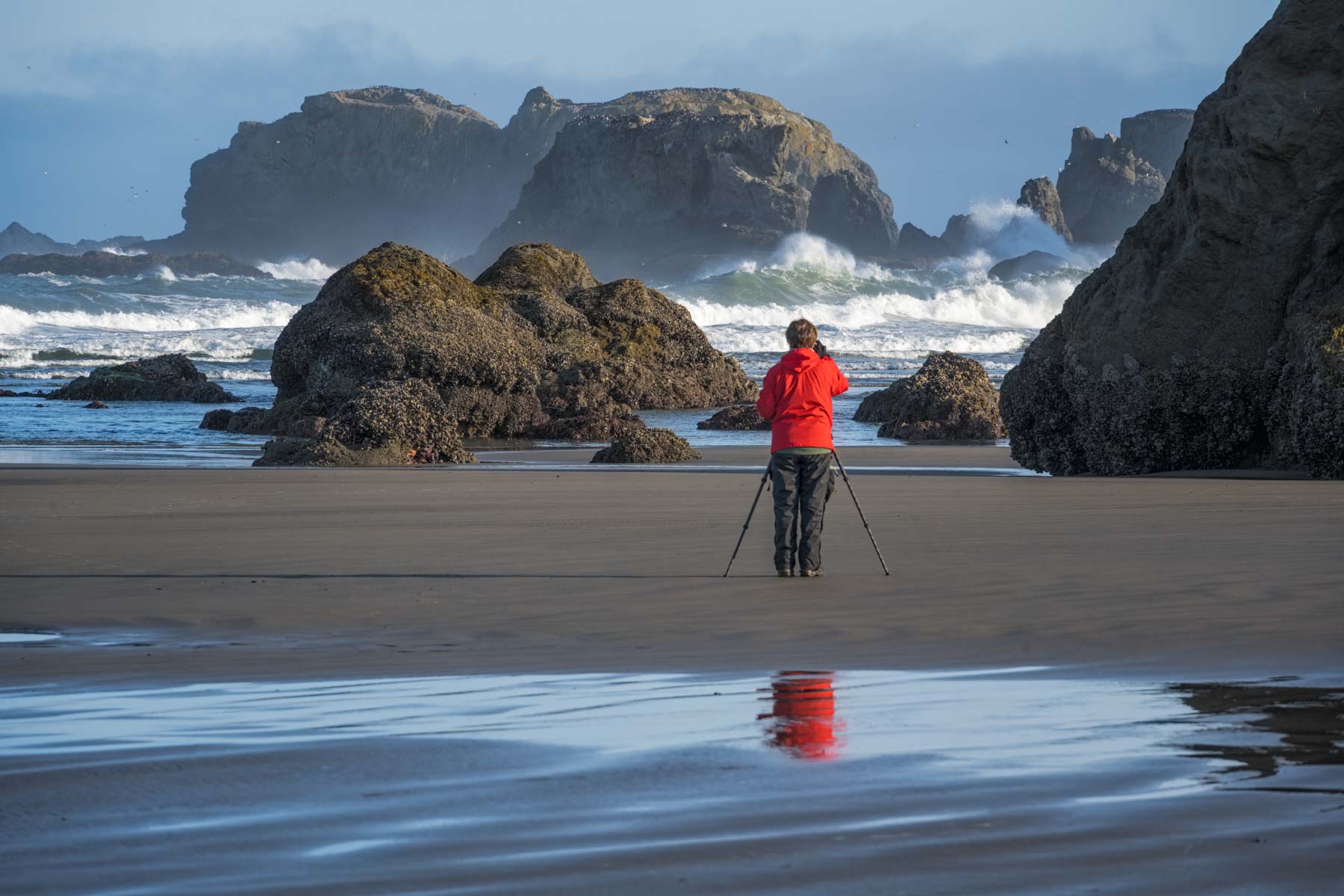 Photographer at Bandon Beach on the Oregon Coast