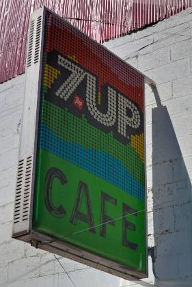 St John Cafe 7 Up sign at the St John Cafe in the Palouse.
