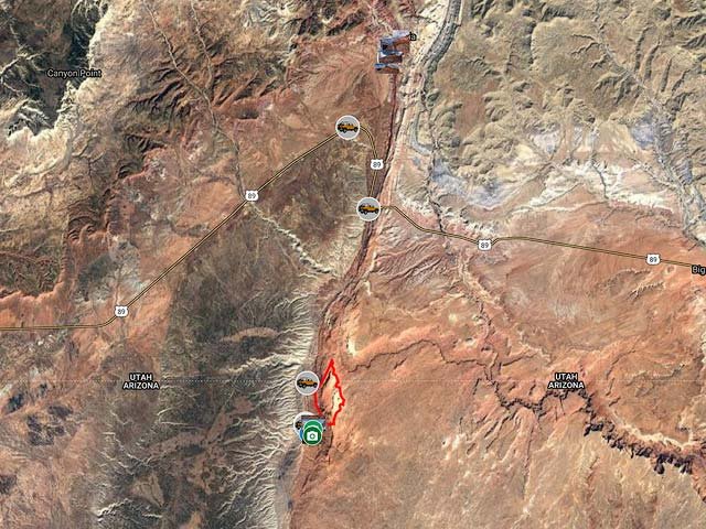 Google Map of the Paria Movie Set and House Rock Road Clay Beds