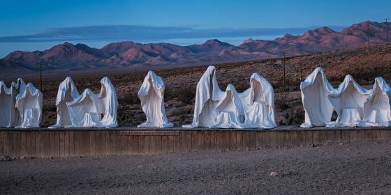 Goldwell Open Air Museum Panorama Goldwell Open Air Museum near Rhyolite ghost town, Nevada