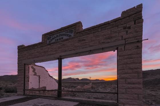 Porter General Store at dawn HD&LD Porter Store in Rhyolite ghost town, Nevada