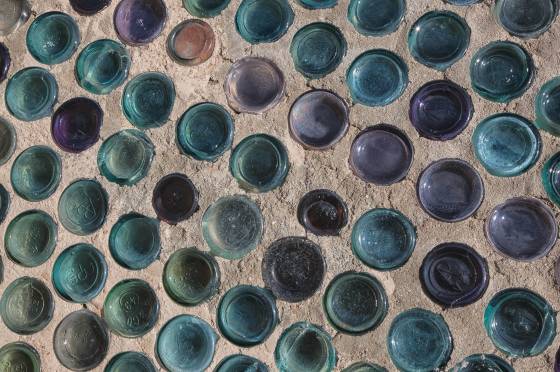 Bottle House Detail 1 Bottle House in Rhyolite ghost town, Nevada