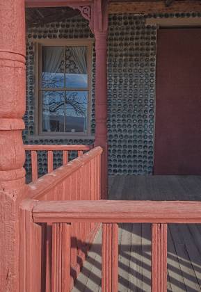 Bottle House Porch Bottle House in Rhyolite ghost town, Nevada