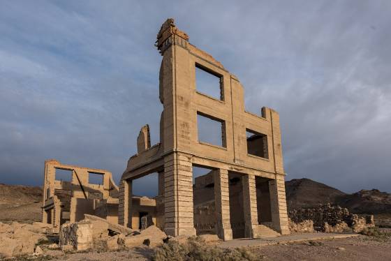 Cook Bank at sunrise 2 Cook Bank in Rhyolite ghost town, Nevada