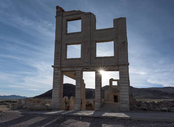 Cook Bank sunburst 2 Cook Bank in Rhyolite ghost town, Nevada