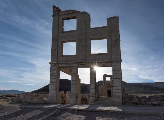 Cook Bank sunburst 2 Cook Bank in Rhyolite ghost town, Nevada