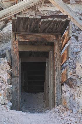 Mine on east hills Mine in Rhyolite ghost town, Nevada