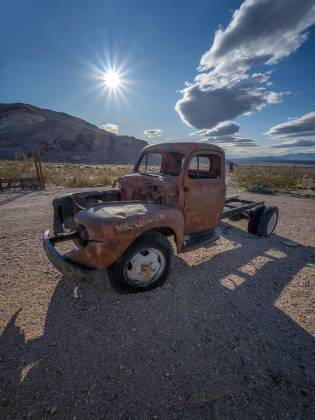 Old Truck Sunburst 1 Old truck in Rhyolite ghost town, Nevada