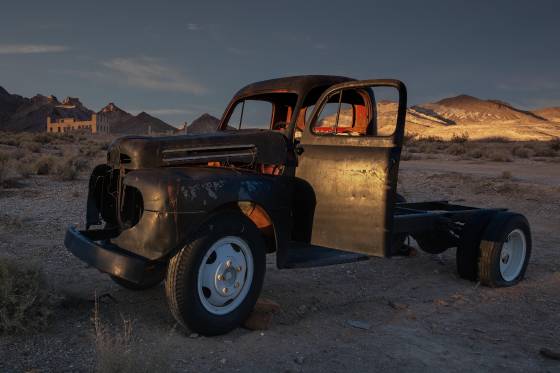 Truck near Bottle House 2 Old truck in Rhyolite ghost town, Nevada