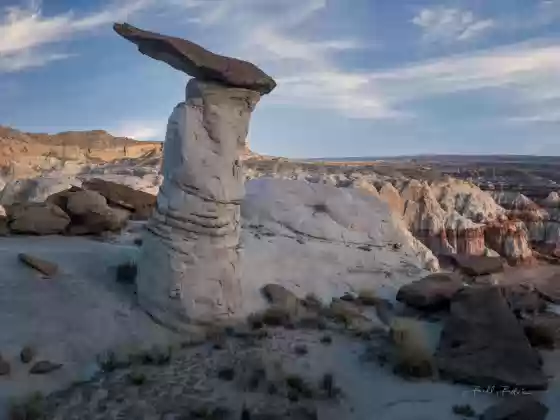 Top Heavy Hoodoo 1 Hoodoo that looks like a seven seen in the Middle Rimrocks, Grand Staircase Escalante NM, Utah.