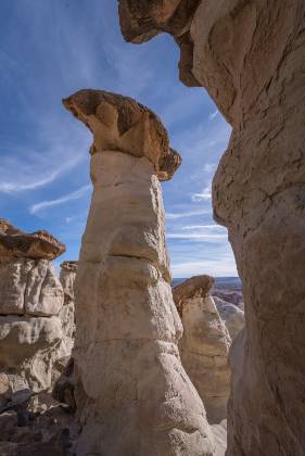 Fat Hoodoo Hoodoos made from Entrada Sandstone with Dakota Caprocks in the Upper Rimrocks of the Grand Staircase