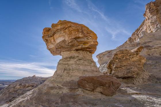 Golden Hoodoo Hoodoos made from Entrada Sandstone with Dakota Caprocks in the Upper Rimrocks of the Grand Staircase