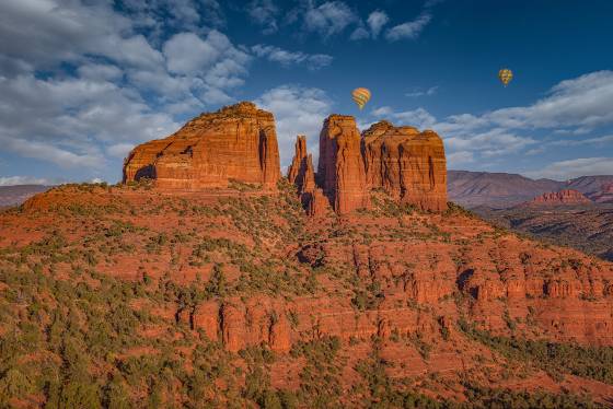 Floating over Cathedral Hot Air Balloons over Cathedral Rock in Sedona, Arizona