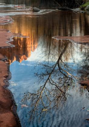 Mirror image Reflection of Cathedral Rock in Sedona