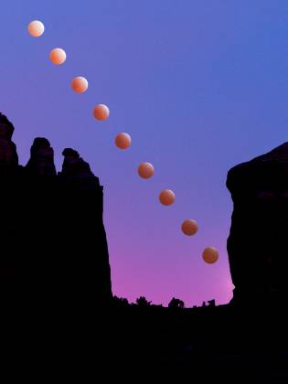 Lunar Eclipse of April 4 2015 Lunar Eclipse with the moon setting in Cathedral Rock Pass, Sedona