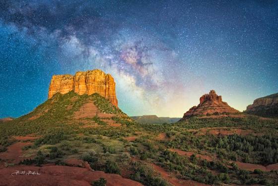 Milky Way framing Courthouse Butte Milky Way Arc framing Courthouse Butte with Bell Rock to the right