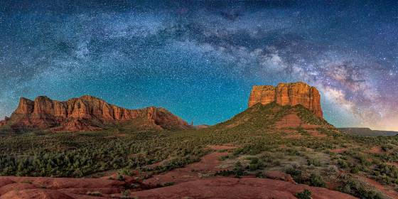 The Milky Way Arched over Sedona The Milky Way Arched over Bell Rock, Courthouse Butte, Lee Mountain, and the Twin Buttes in Sedona