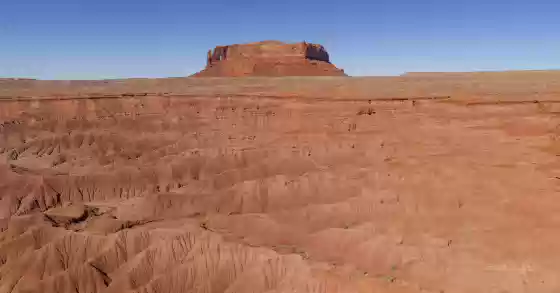 Badlands 3 The badlands in front of the south side of Arizona's Round Rock viewed mid-day..