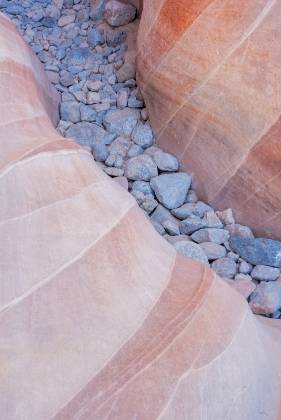 White Dome Slot Stripes 2 Striped Rock seen in the west end of White Domes Slot Canyon in Valley of Fire State Park, Nevada