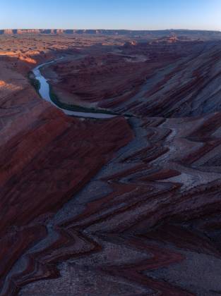 Raplee Ridge 3 Raplee Ridge and the San Juan River seen at dawn.. Bear Ears and Valley of the Gods in the distance to the right.