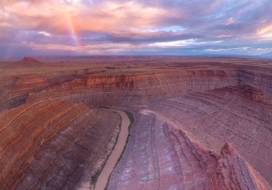 San Juan Overlook Rainbow 1 A rainbow over the San Juan River. Seen looking north from San Juan Overlook, Sugarloaf in the distance.
