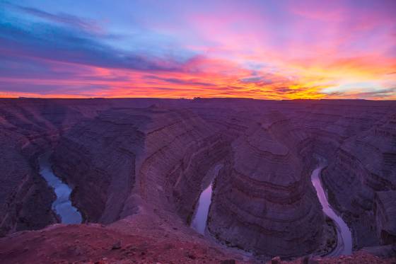The Goosenecks at Sunset The Goosenecks of the San Juan River near Mexican Hat, Utah. Seen at sunset.