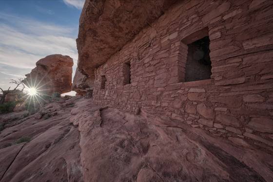 Citadel Sunstar The Citadel Anasazi Ruin near Cigarette Road in Southeast Utah