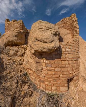 Cajon Group Ruin Ruin in the Cajon Group of Hovenweep built around a boulder
